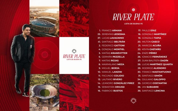 Will compete with the team in the Club World Cup! Riverbed announces the list of Club World Cup, Mastantono is on the list