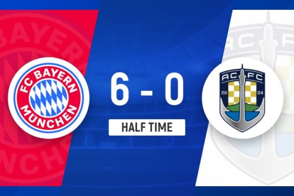 Halftime - Bayern temporarily 6-0 Oakland City Olise shot 2 shots 2 pass Koman 2 shots 1 pass Oakland City 0 shots