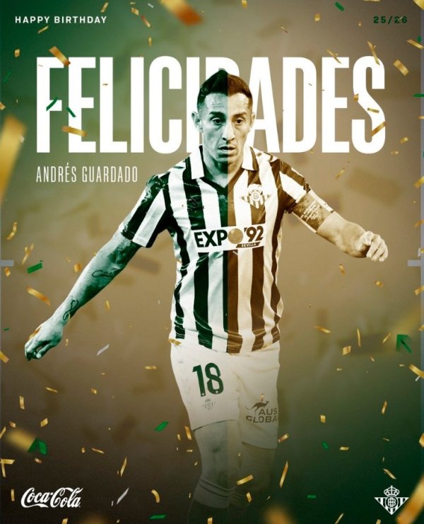 Betis official posts photos to wish the famous Guardado a happy 39th birthday, who has been with him for 7 years