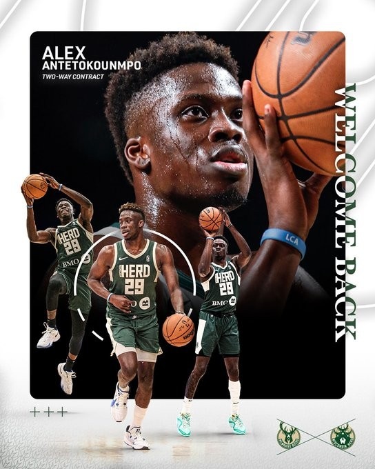3 brothers make history on the same team! Bucks official: Sign Alex Antetokounmpo to a two-way contract
