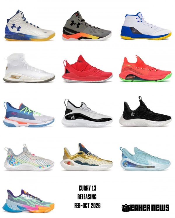 Curry’s UA career sneakers at a glance! 12 pairs of personal signature shoes + 1 pair of high-end shoes!